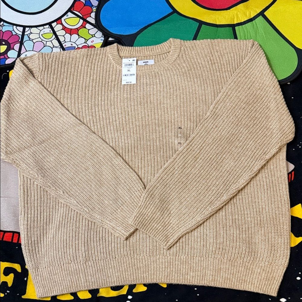 Mode Of One Men's Tan Crewneck Sweater